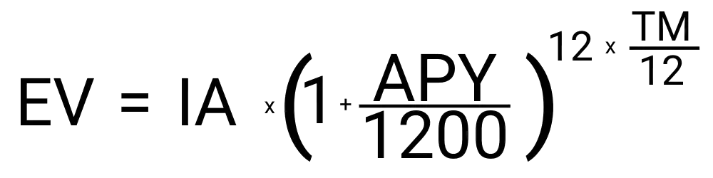 An image showing the formula for calculating the value of a CD after its term completes.